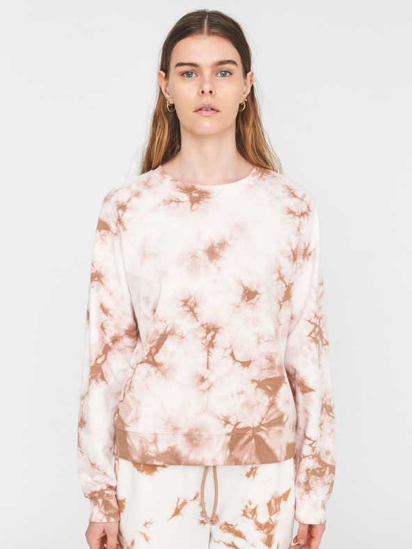 Noisy May Weiß und braun gemustertes Sweatshirt Noisy May Ilma
