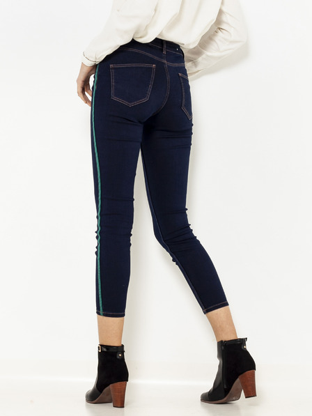 CAMAIEU Dunkelblaue Cropped Skinny Fit-Jeans mit CAMAIEU-Schärpe