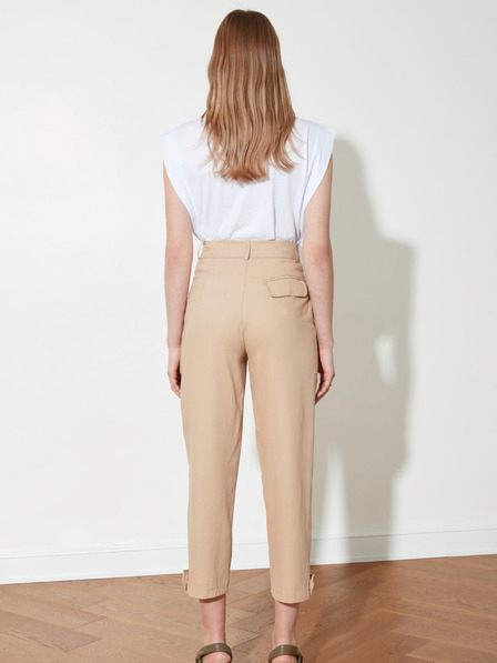 Trendyol Beige Damen-Cropped-Hose mit Taschen Trendyol