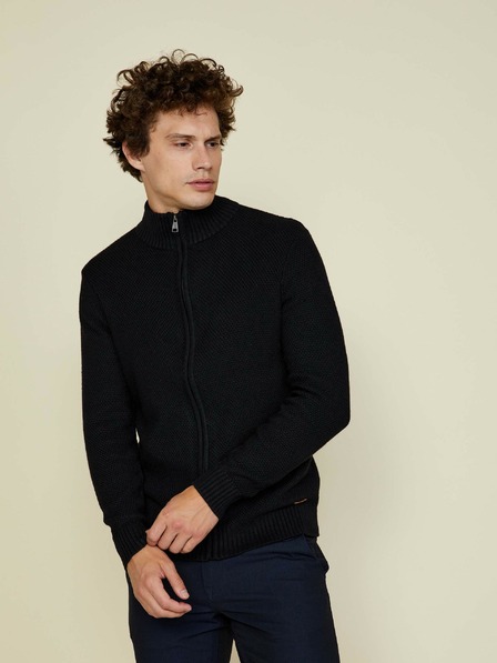 ZOOT.lab Schwarzer Herrenpullover mit Reißverschluss und Stehkragen ZOOT.lab Brad