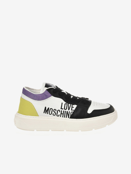 Love Moschino Schwarze und weiße Damen-Sneakers aus Leder Love Moschino