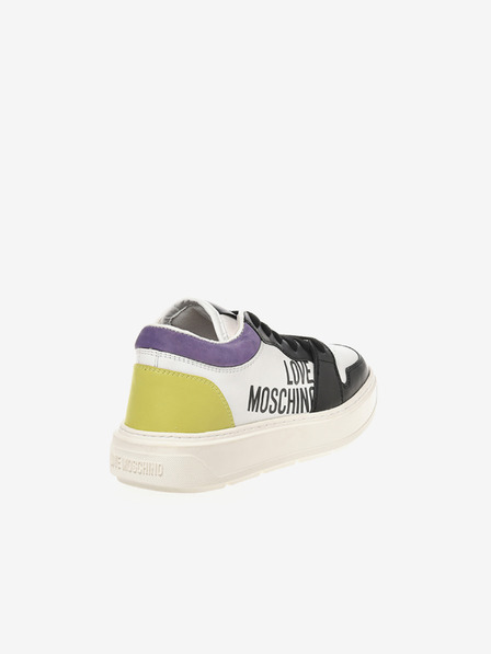 Love Moschino Schwarze und weiße Damen-Sneakers aus Leder Love Moschino