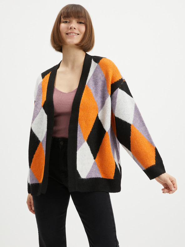 Jacqueline de Yong JDY Joan Braun und schwarz gemusterte Strickjacke