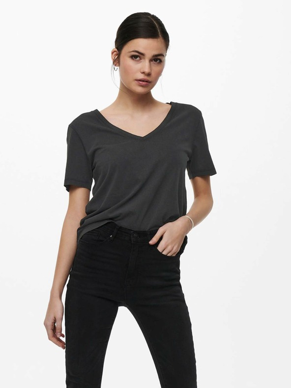Jacqueline de Yong Schwarzes Basic-T-Shirt JDY Farock