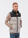 Ombre Clothing Schwarz-beige Herren-Steppweste Ombre Clothing