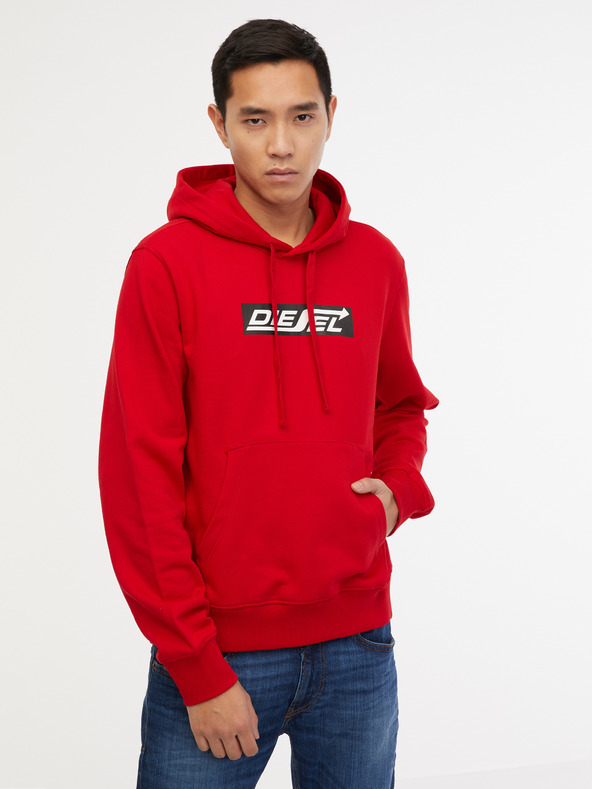 Diesel Roter Diesel S-Ginn Kapuzenpullover für Herren
