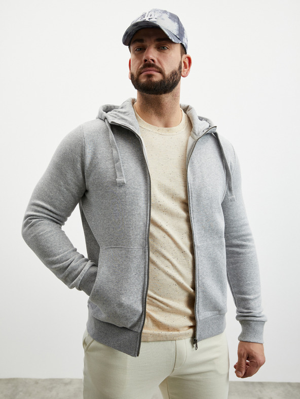 ZOOT.lab Grauer Herren-Basic-Kapuzenpullover mit Reißverschluss ZOOT.lab Michael