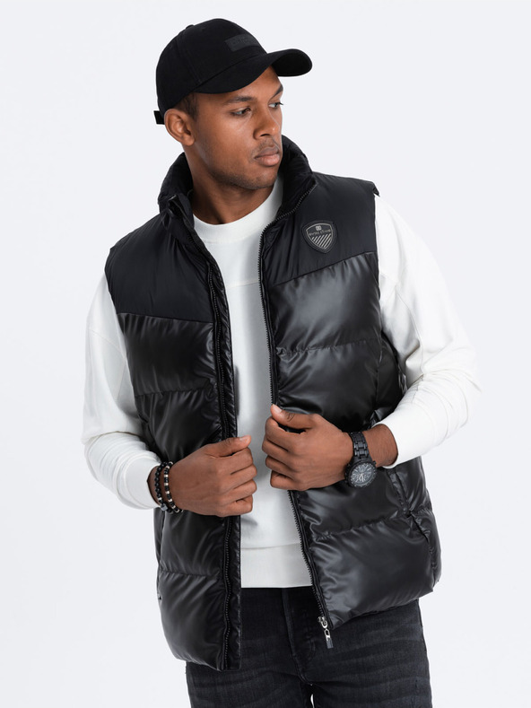 Ombre Clothing Schwarze Herren-Steppweste Ombre Clothing
