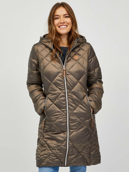 Sam 73 Braune Steppjacke mit Kapuze für Frauen Sam 73