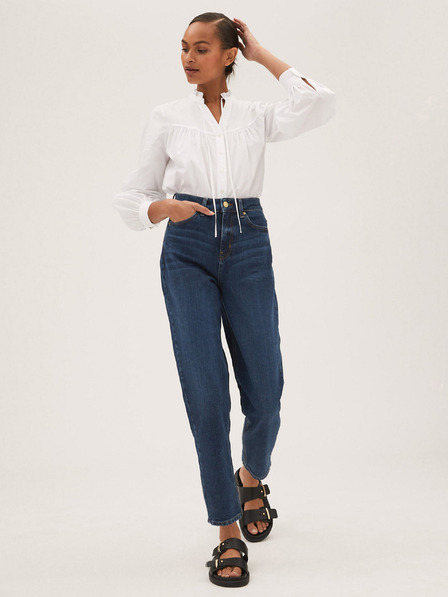 Marks & Spencer Mom-Jeans mit hoher Taille Marks & Spencer marineblau