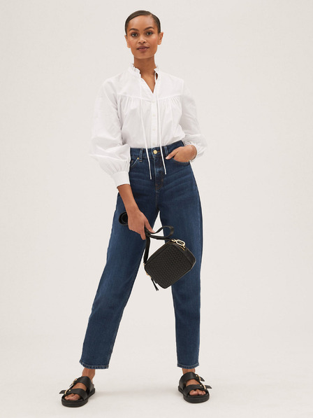 Marks & Spencer Mom-Jeans mit hoher Taille Marks & Spencer marineblau